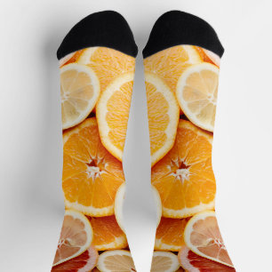 Chaussette Fruits d'agrumes d'orange juteux coupés