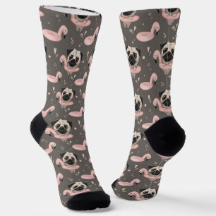 Chaussette Fun Chien Carlin Chaussettes gris Noël