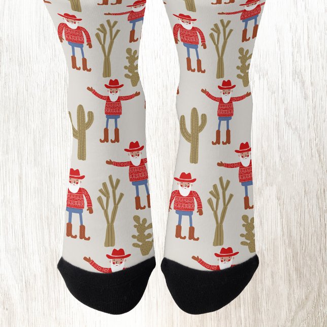 Chaussette Fun Cowboy Santa Claus Western Christmas (Fun Cowboy Santa Claus Christmas Holiday Western socks)