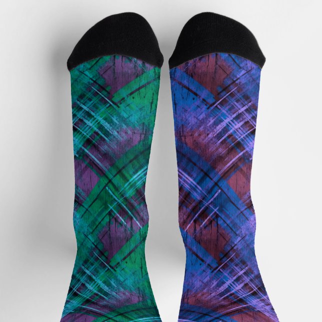 Chaussette Fun Mismatch Odd Sox Motif de Noël Plaid (Haut)