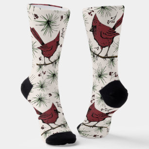 Chaussette Fun Noël cardinal rouge animal