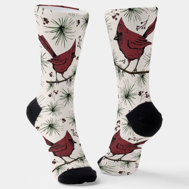 Chaussette Fun Noël cardinal rouge animal (Angulaire)