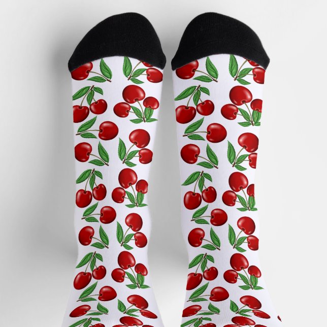 Chaussette Fun Red Cherries Fruit Print (Haut)