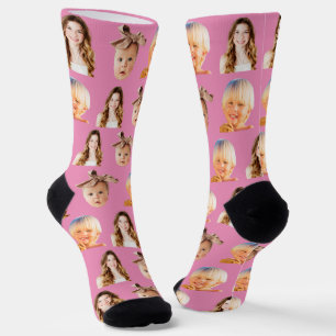 Chaussette Funky Custom Maman de 3 enfants Photo rose