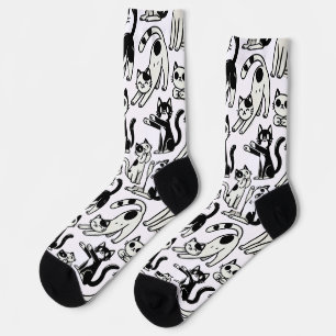 Chaussette Funny Black and White Chat Motif Chaussettes Amour