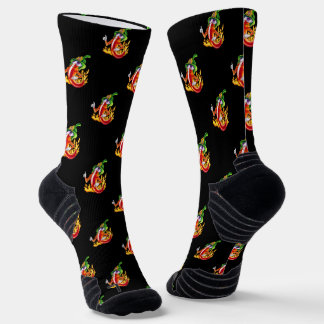 Chaussette Funny Fier Pompier Chili Sur Le Feu Donne Des Pouc