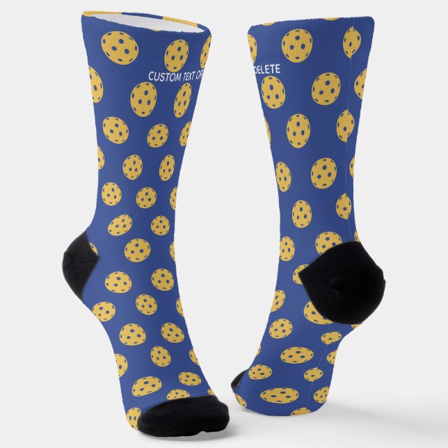 Chaussette Funny Motif de Pickleball Personnalisé bleu jaune (Angulaire)