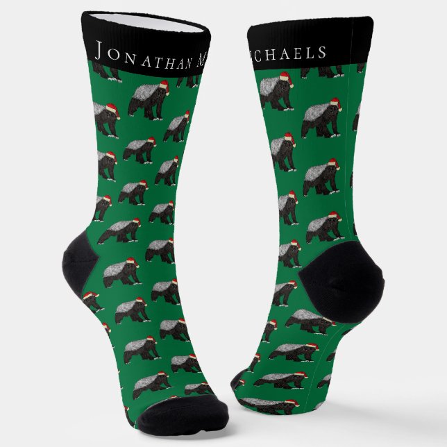 Chaussette Funny Noël Honey Badger Green Holiday (Angulaire)