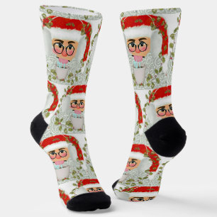 Chaussette Funny Père Noël Face Motif de Noël