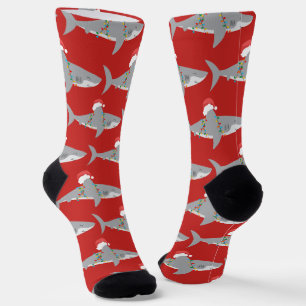 Chaussette Funny Red Père Noël Shark Christmas
