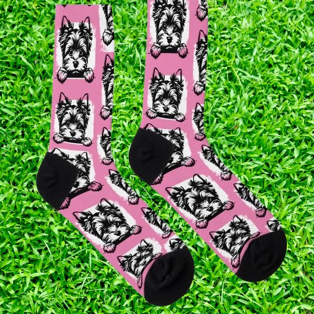 Chaussette Gallois Terrier rose Chiot Personnalisé Thème (Show your love for Welsh Terriers with personalized pink puppy socks. Unique, comfortable,  )