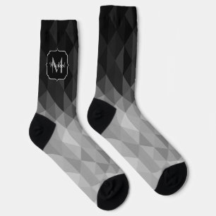 Chaussette Géométrie triangulaire en niveaux de gris motif Mo