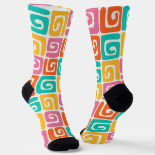 Chaussette Géométries Rétro Colorées et Boucles Carrées Audac