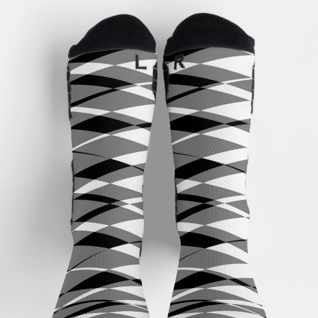 Chaussette Géométrique en noir blanc et gris (Haut)