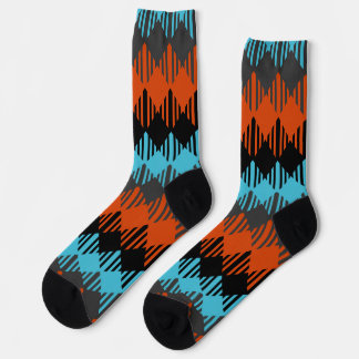 Chaussette Géométrique noire, bleue et orange