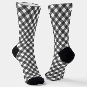 Chaussette Gingham à carreaux noir et blanc classique en diag