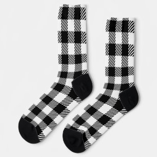 Chaussette Gingham à carreaux noirs et blancs modernes