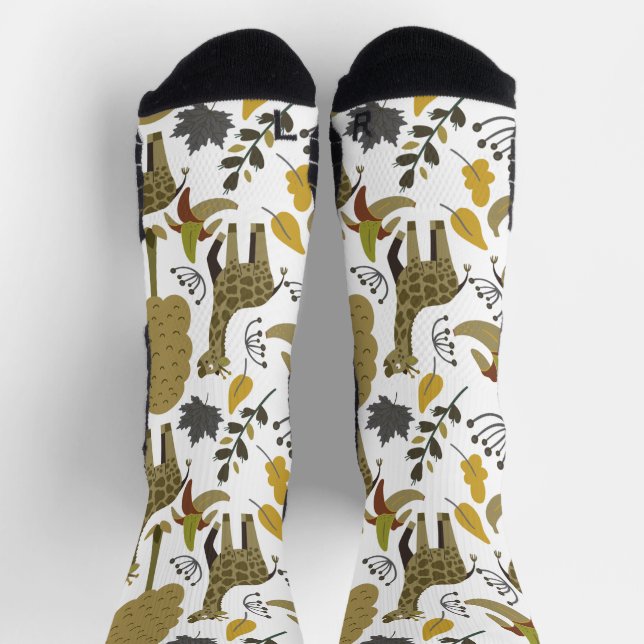 Chaussette Giraffe sans couture motif jaune blanc haut wrappi (Haut)