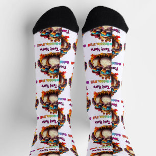 Chaussette Gobble Gobble Y'all Funky Retro Thanksgiving