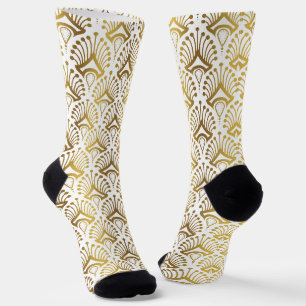 Chaussette Gold et blanc Art Déco motif 3 Chaussettes