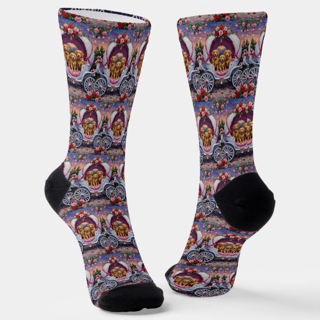 Chaussette Golden Retriever Dog Valentine's Day  (Angulaire)