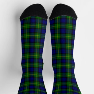 Chaussette Gordon tartan bleu vert plaid