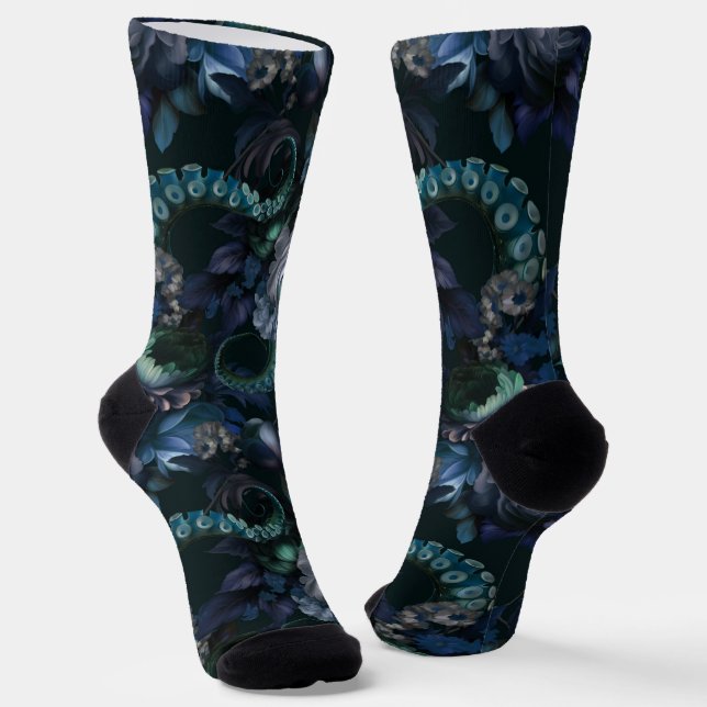 Chaussette Gothic Cthulhu Turquoise Tentacle With Flowers (Angulaire)