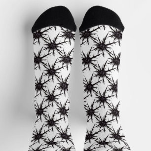 Chaussette Gothique Plante noir et blanc chardon sec