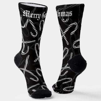 Chaussette Gothmas Black and White Candy Cane Pattern