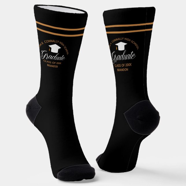Chaussette Graduation 2025 Black Gold Custom Lycée (Angulaire)