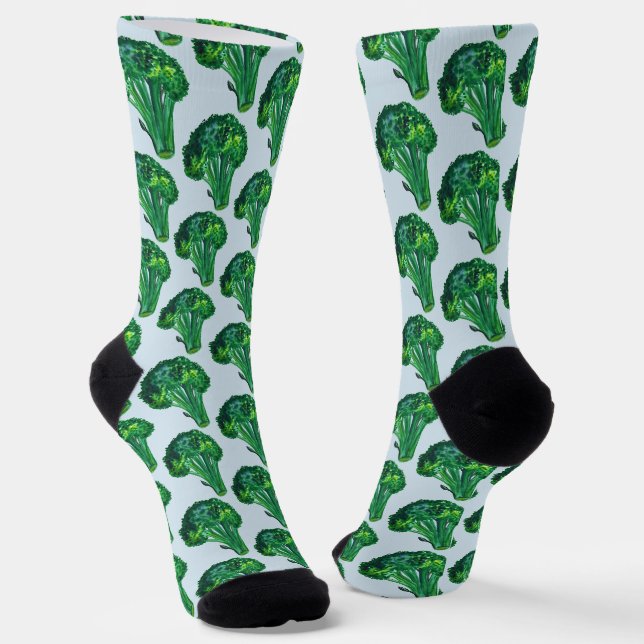 Chaussette Grande Belle Aquarelle Brocoli Bleu clair (Angulaire)