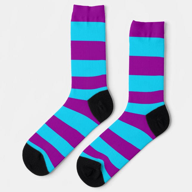 Chaussette Grandes bandes bleues et violettes (Gauche)