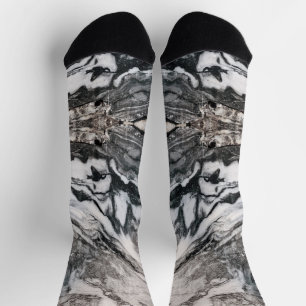 Chaussette Granit Rock marbré en noir, blanc et gris