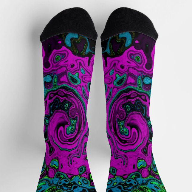 Chaussette Gras Magenta Abstrait Super Liquid Art Swirl (Haut)