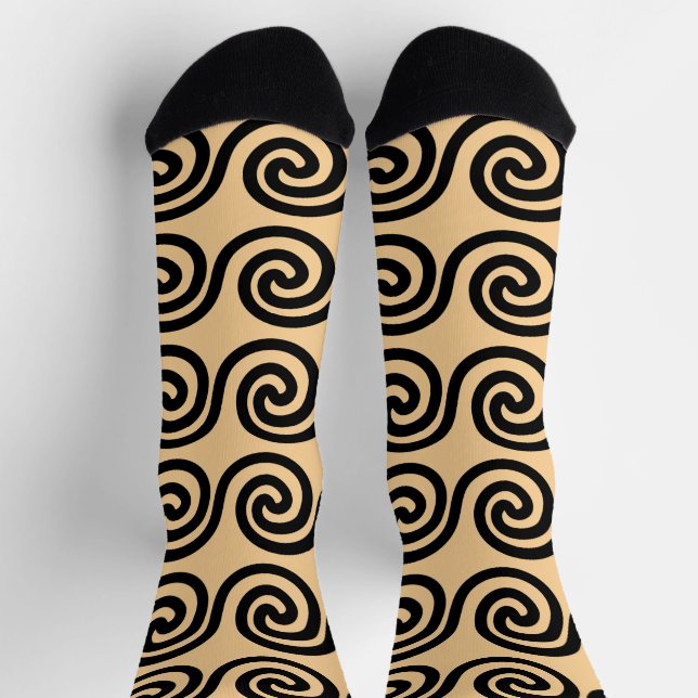 Chaussette Grec Meander Key Waves Motif Brown (Haut)