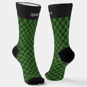 Chaussette Green Check - Knished Look - votre texte de choix 