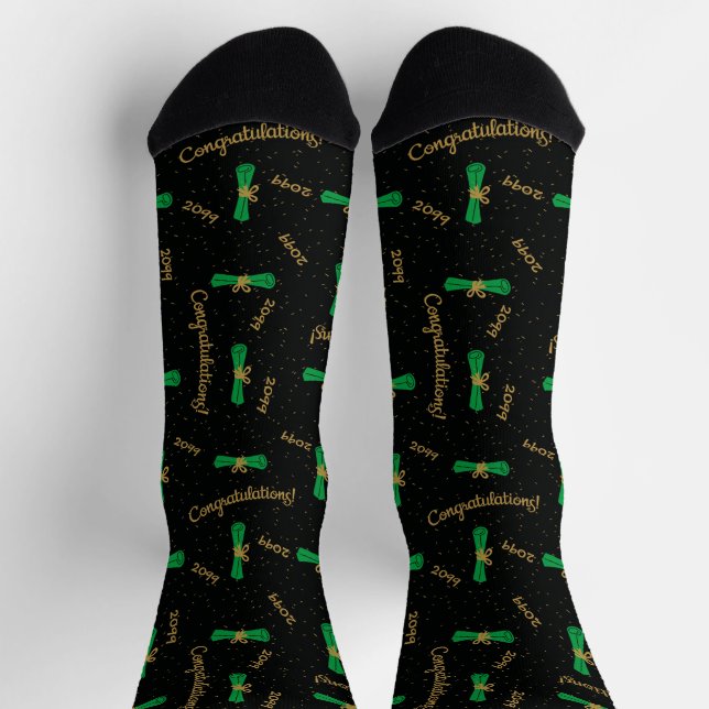 Chaussette Green Félicitations Diplôme Année Chaussettes (Haut)