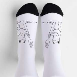 Chaussette Grenouille avec une fourchette