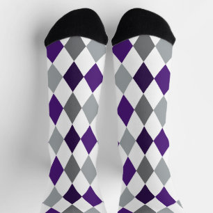 Chaussette Grenouille violet et Jacquard gris argenté Motif