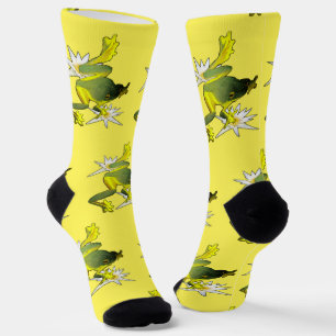 Chaussette Grenouilles Et Fleurs De Lotus, Chaussettes Dequip
