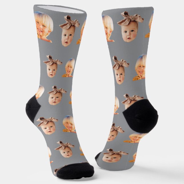 Chaussette Grey Funky Custom 2 Face Photo Papa (Angulaire)