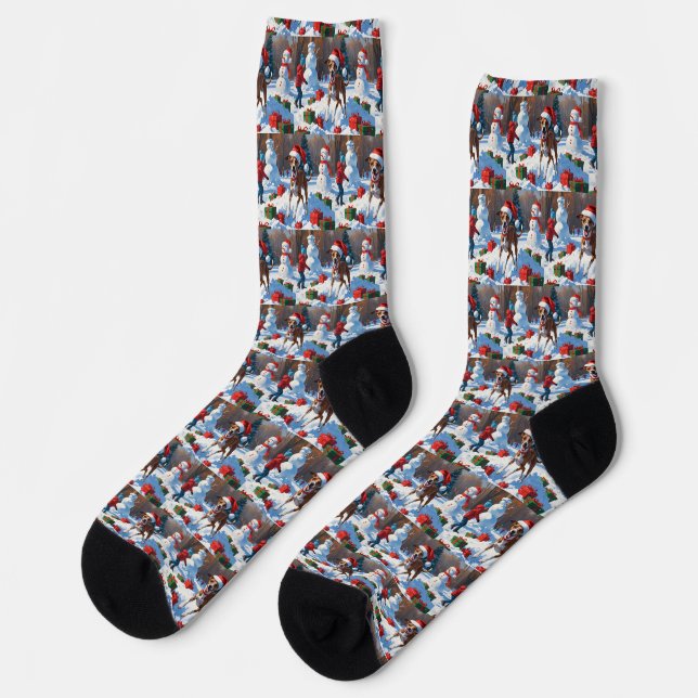 Chaussette Greyhound coule dans la neige avec le Casquette de (Gauche)