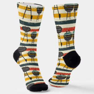 Chaussette Grill Master - BBQ Party Stried Retro Motif
