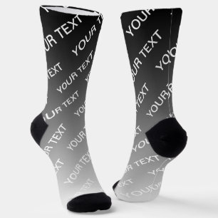 Chaussette Gris (couleur changeable) Ombre & Motif de texte