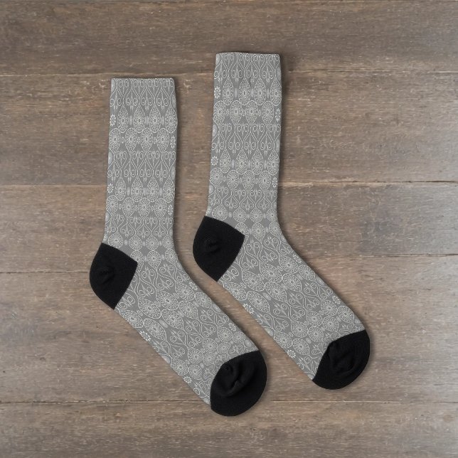 Chaussette Gris fibreux de graines de pieuvre textile à motif (Créateur téléchargé)