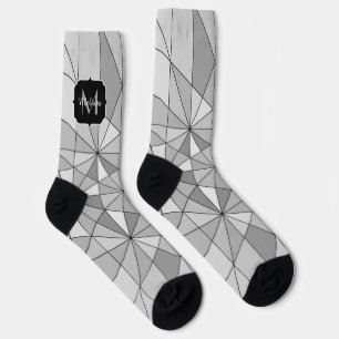Chaussette Gris noir blanc Monogramme à motif mosaïque triang
