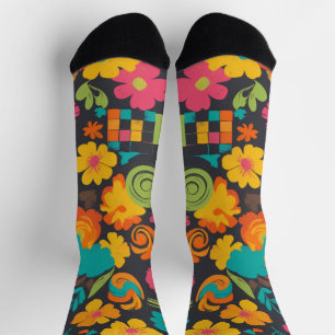 Chaussette Groove Waves les années 70 Motif de ligne psychédé