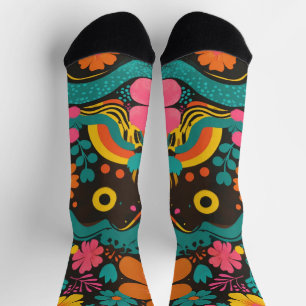 Chaussette Groove Waves les années 70 Motif de ligne psychédé