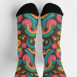 Chaussette Groove Waves les années 70 Motif de ligne psychédé