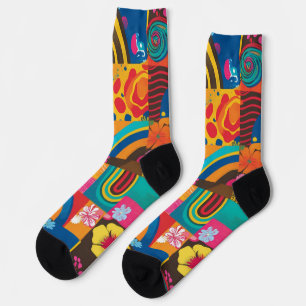 Chaussette Groove Waves les années 70 Motif de ligne psychédé
